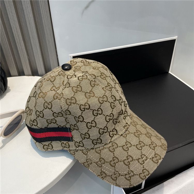 Brown Gucci Hat with Black and Red stripe