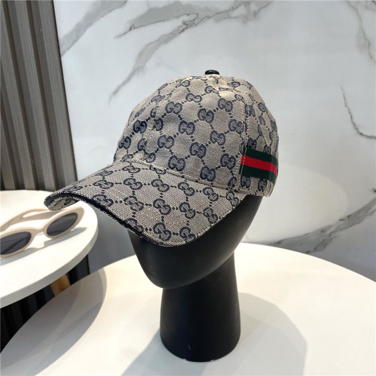 Gray Gucci Hat with red and green stripe