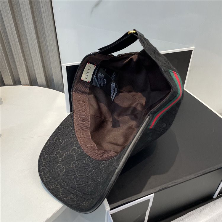 Black Gucci Hat with red and green stripe