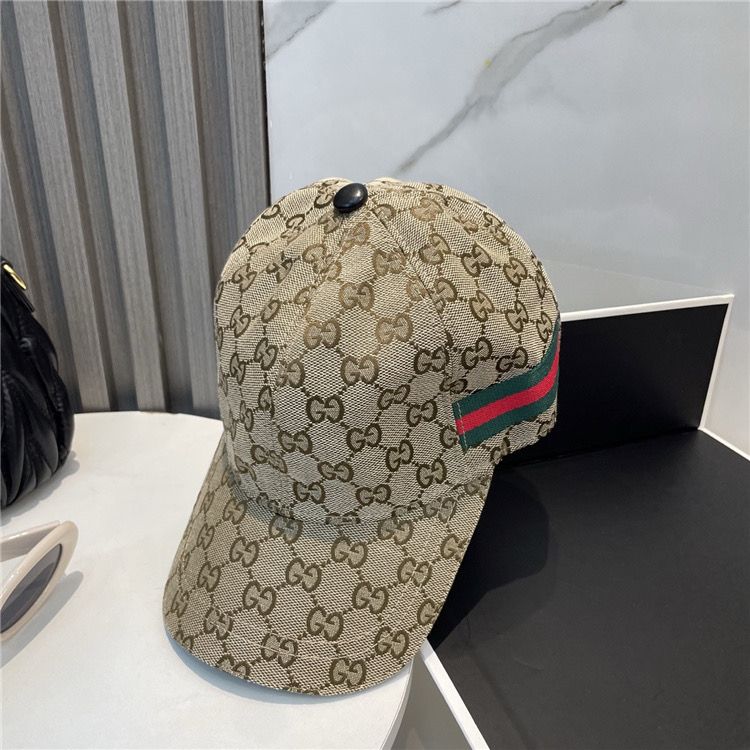 Brown Gucci Hat with red and green stripe