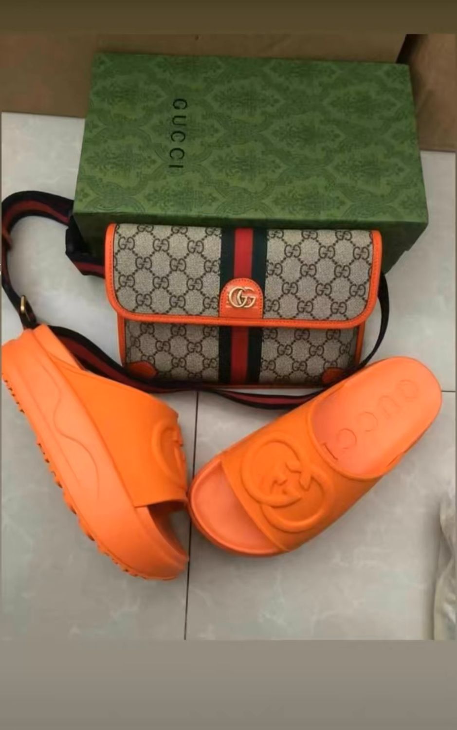 Gucci Orange Handbag And Sandals