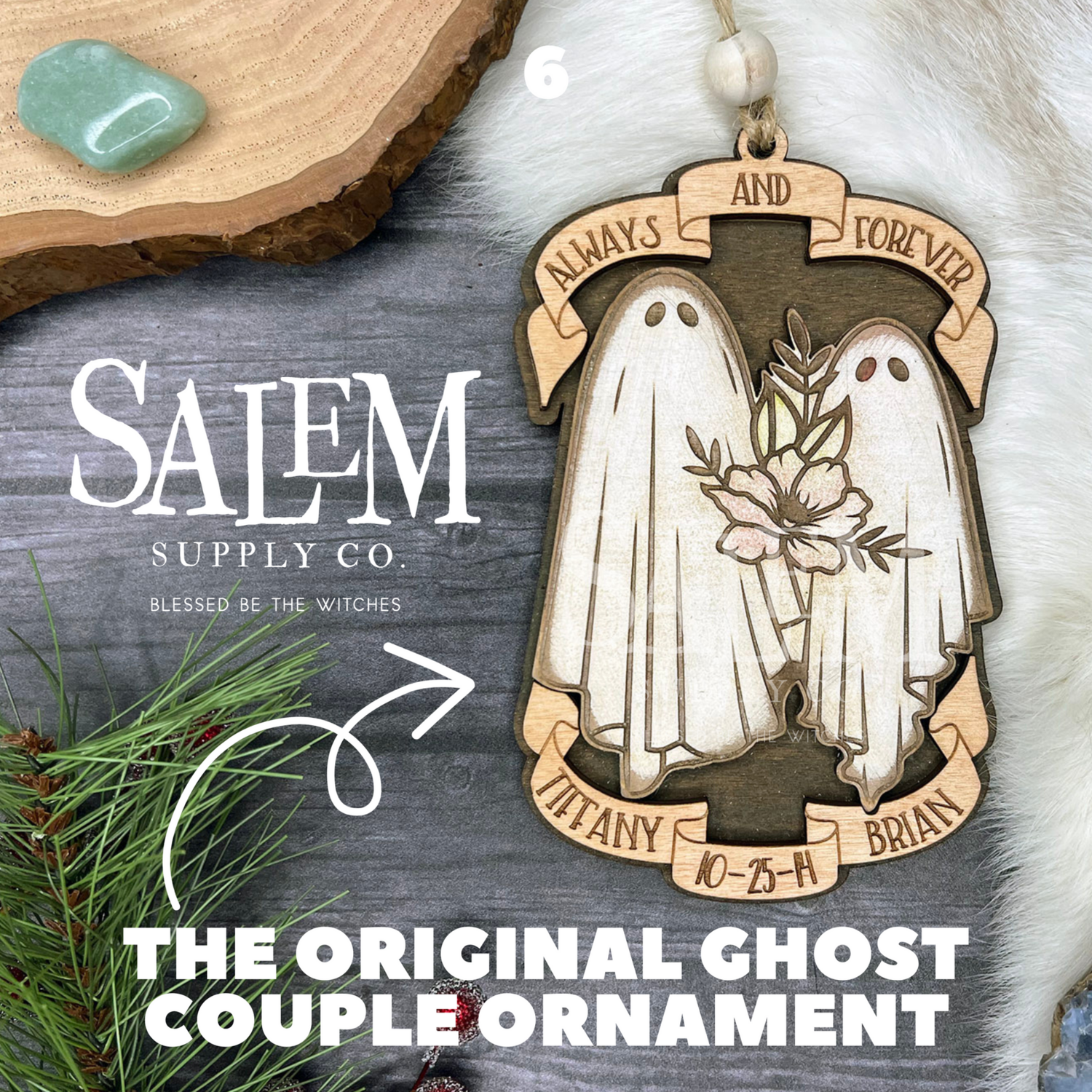 "Always and Forever" Ghost Couple Personalized Christmas Ornament