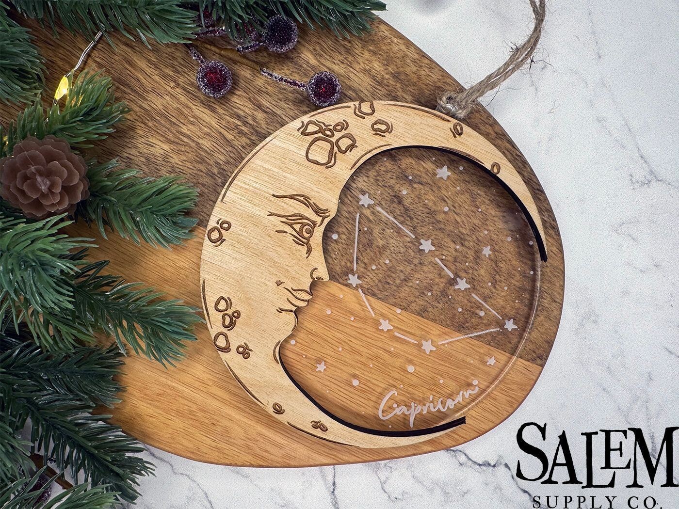 Capricorn Moon Zodiac Constellation Christmas Ornament