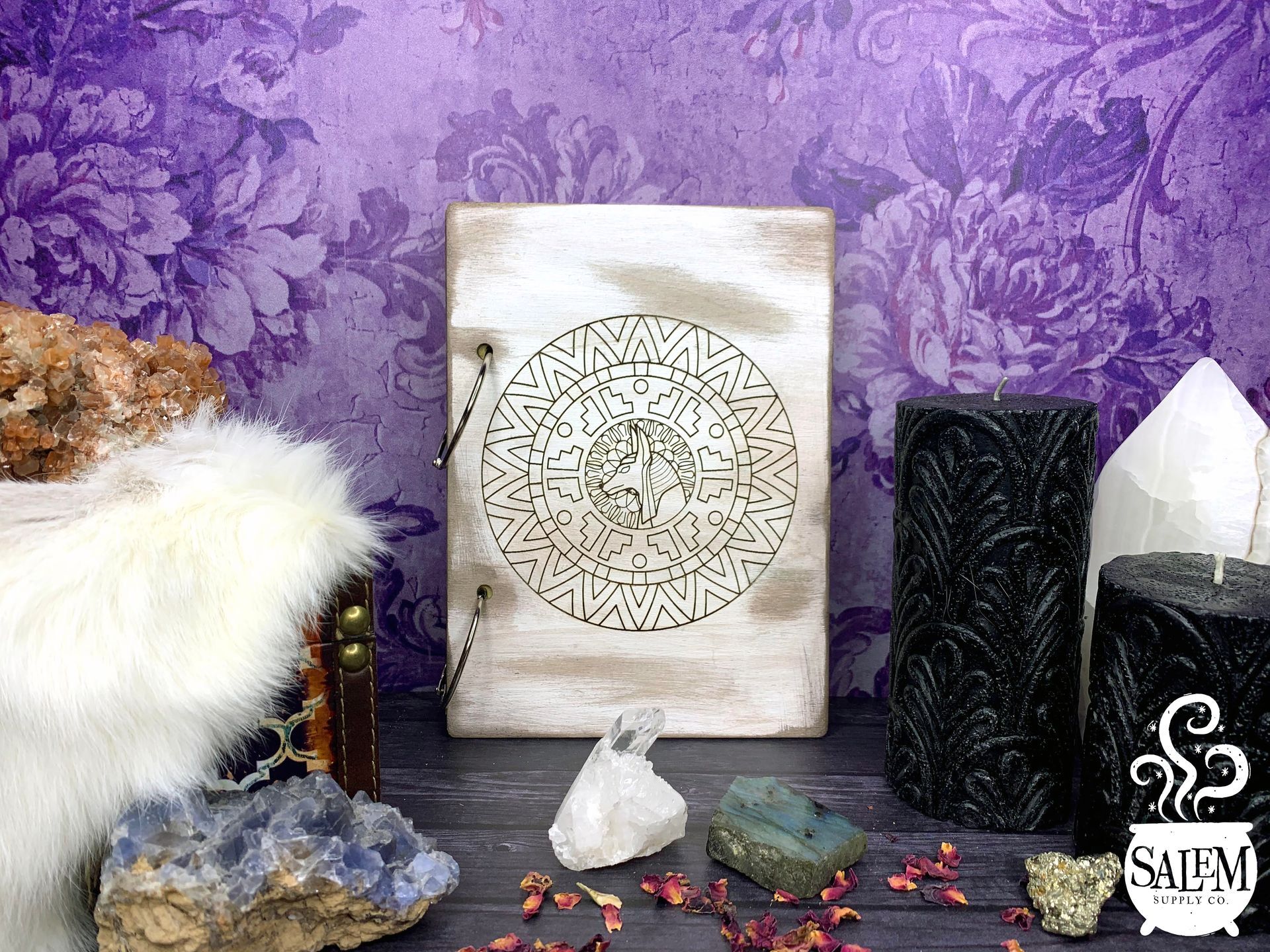 Anubis Handcrafted Wooden Grimoire