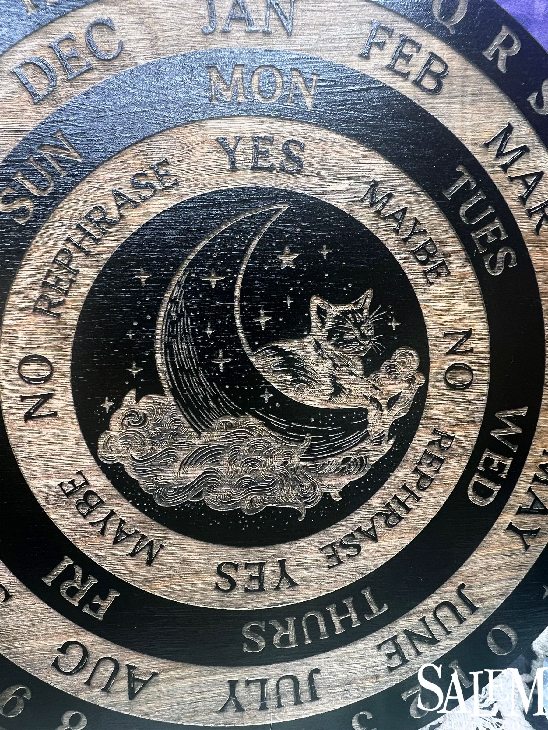 Cat & Crescent Moon Wood Pendulum Board