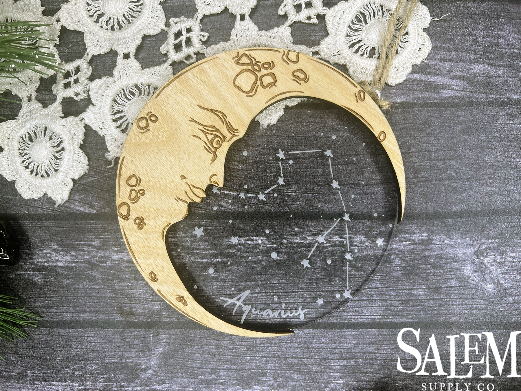 Aquarius Moon Zodiac Christmas Ornament