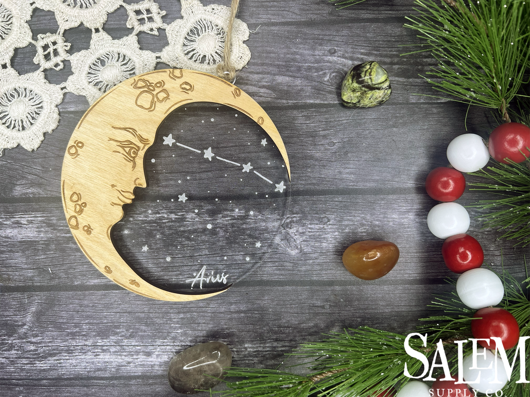 Aries Moon Zodiac Christmas Ornament