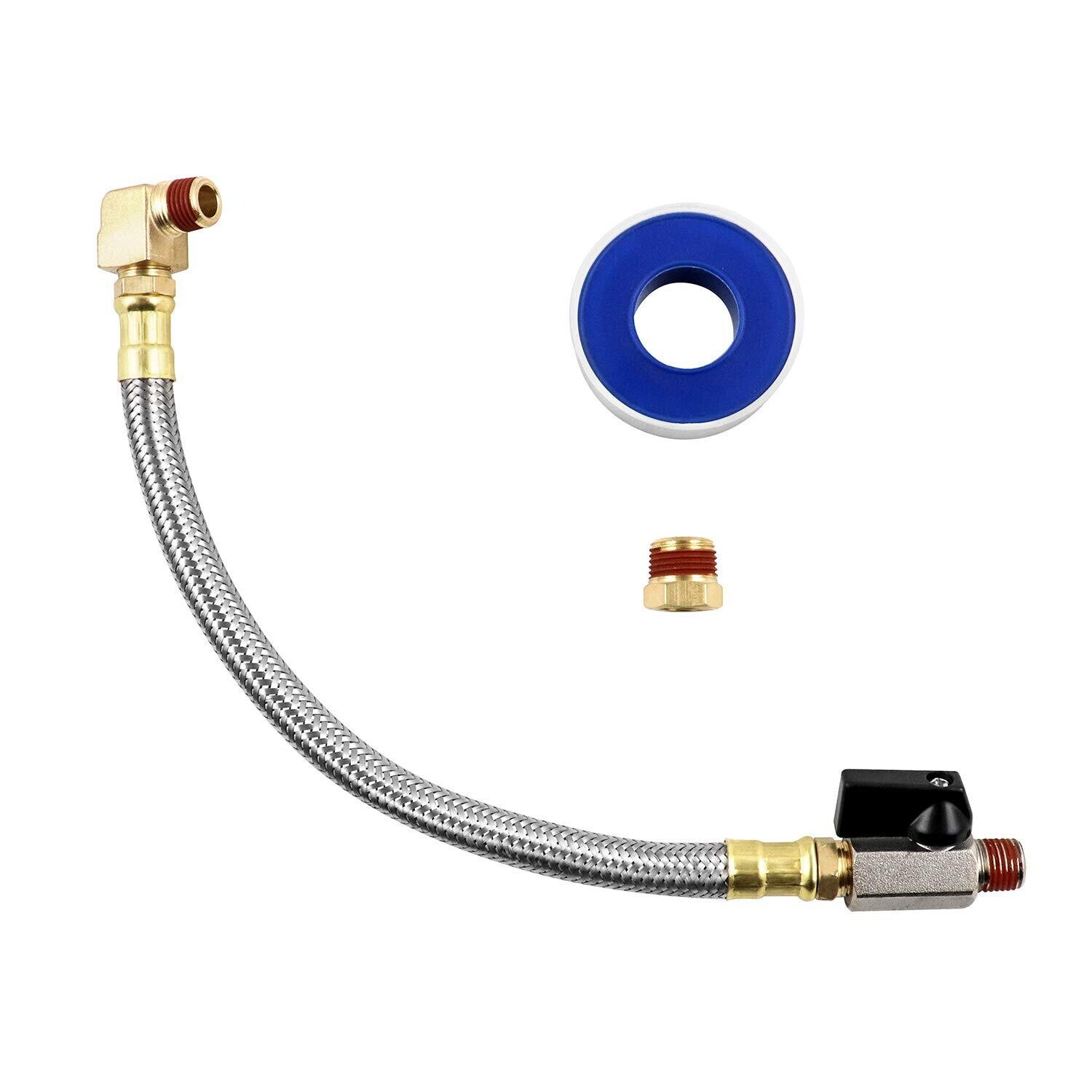 Extended drain tank hose air compressor