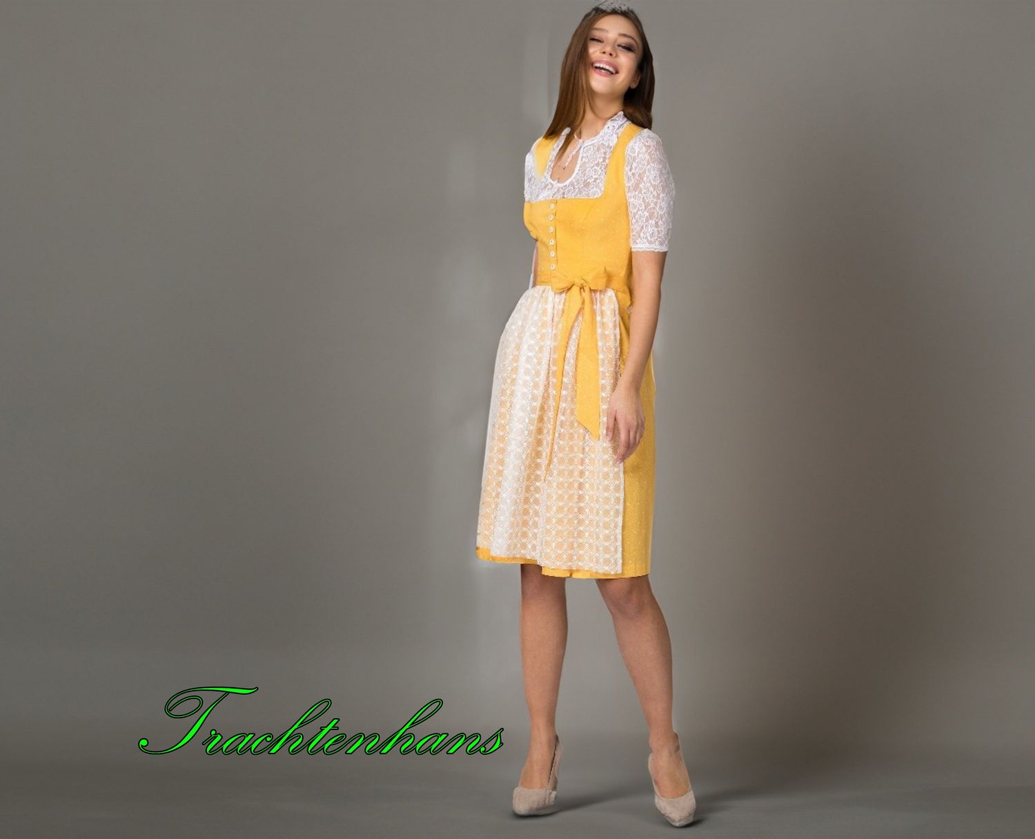 Exquisites Dirndl &quot;Feray&quot; gelb / authentische kulturelle Qualitäts Bekleidung / Österreich / Bayern / Oktoberfest / Trachtenoutfit