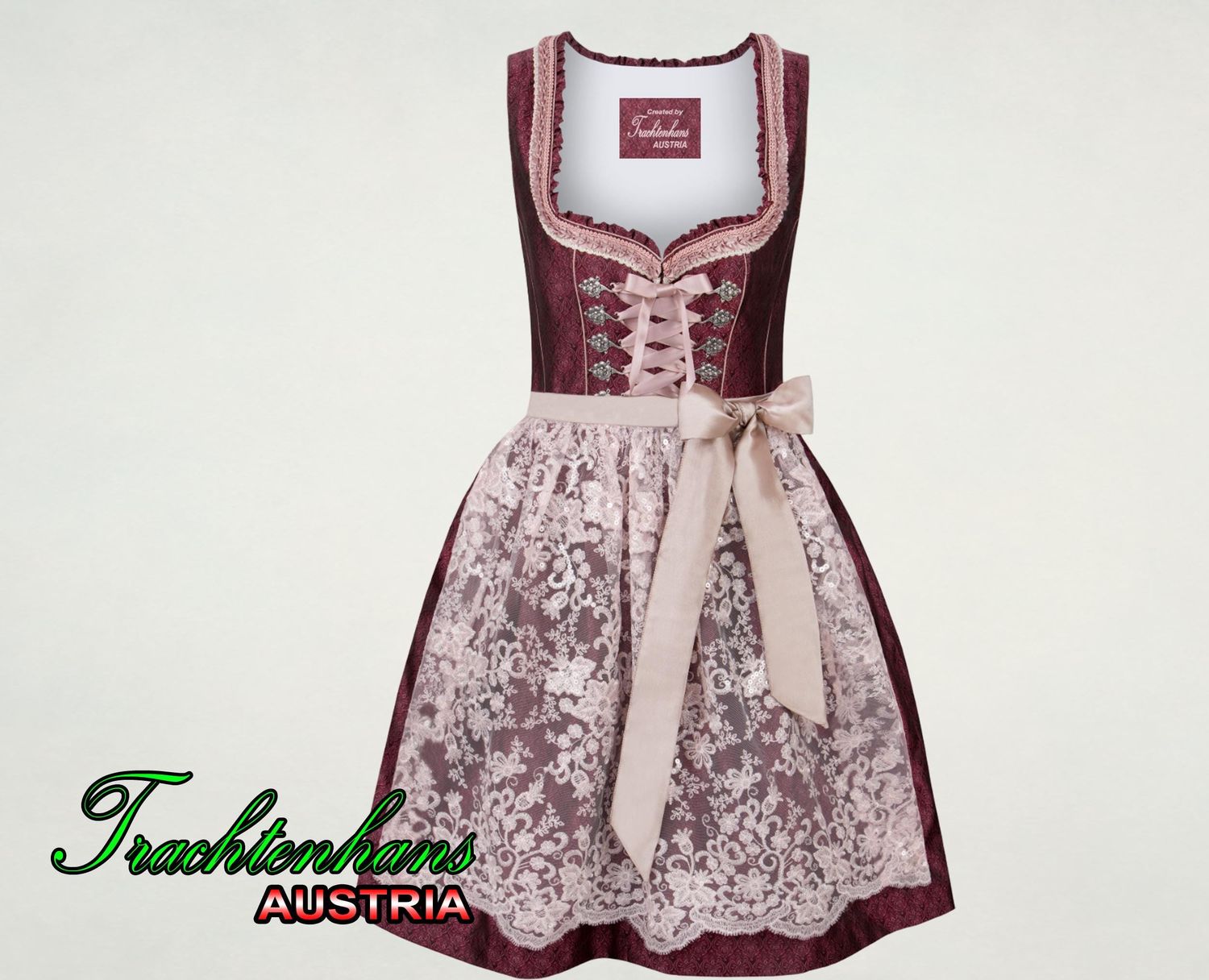 Exquisites Dirndl &quot;Karima&quot; bordeaux / authentische kulturelle Qualitäts Bekleidung / Österreich / Bayern / Oktoberfest / Trachtenoutfit