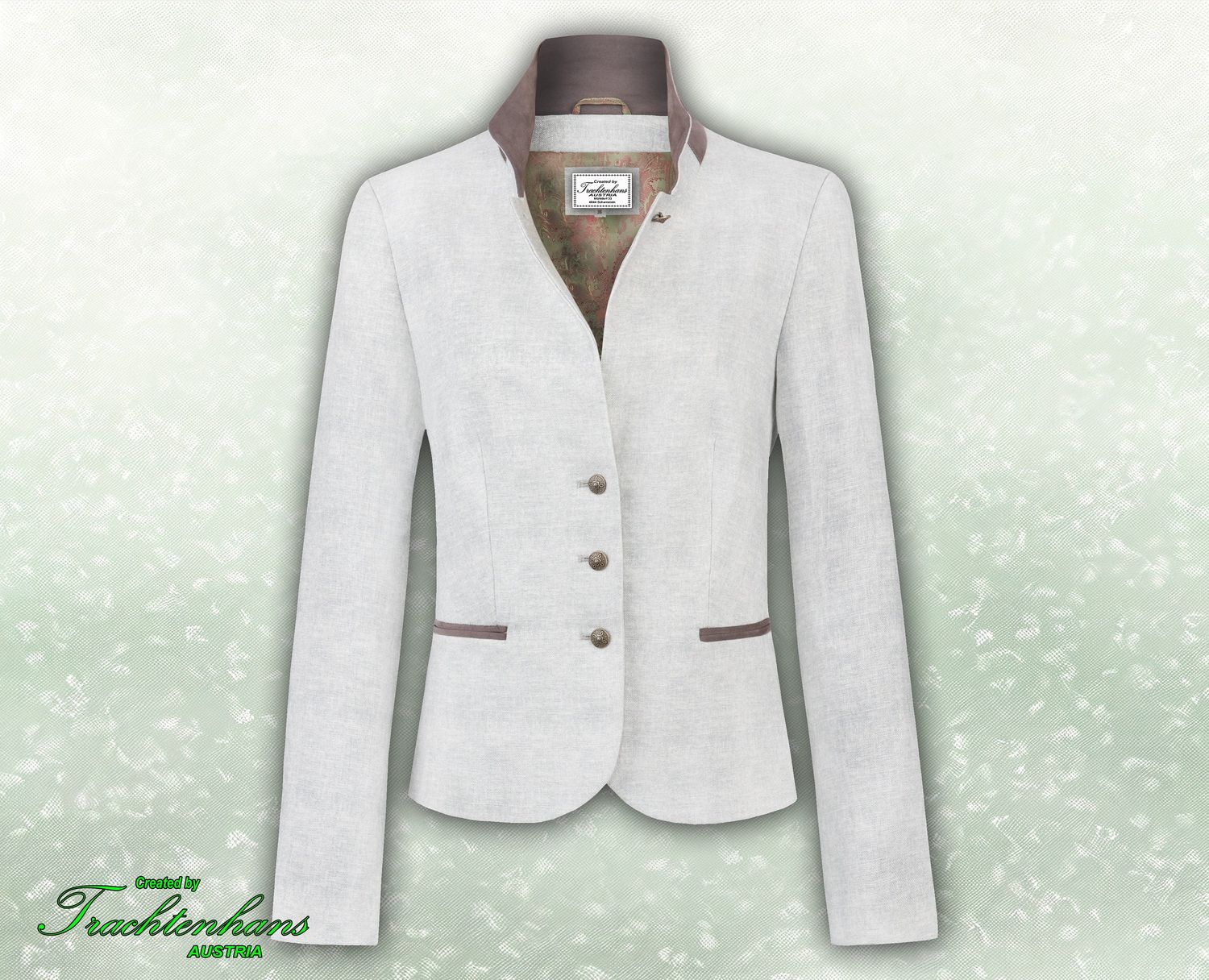 Damen Jacke &quot;Livia&quot; hellgrau 100% Leinen - Rückseite mit Schößchen für exklusiven Stil