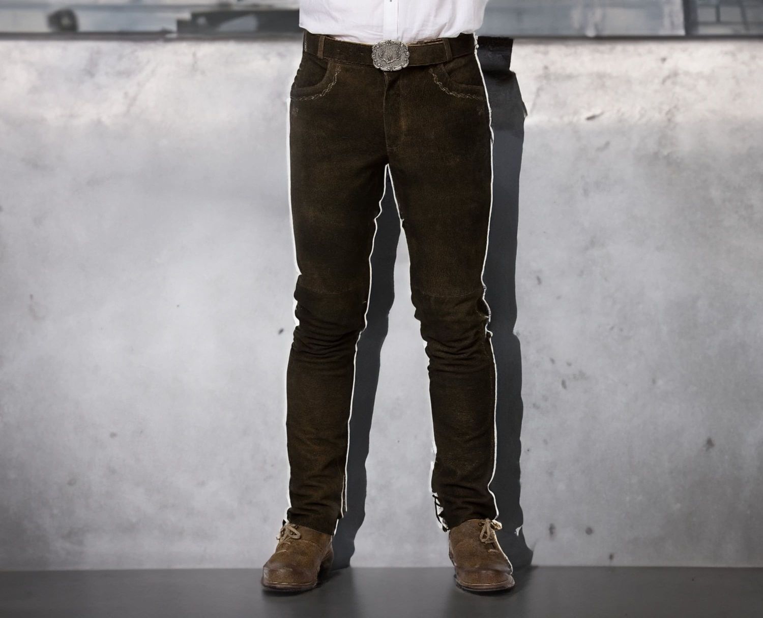 Lange Lederhose &quot;Manuel&quot; bison / Trachtenhans