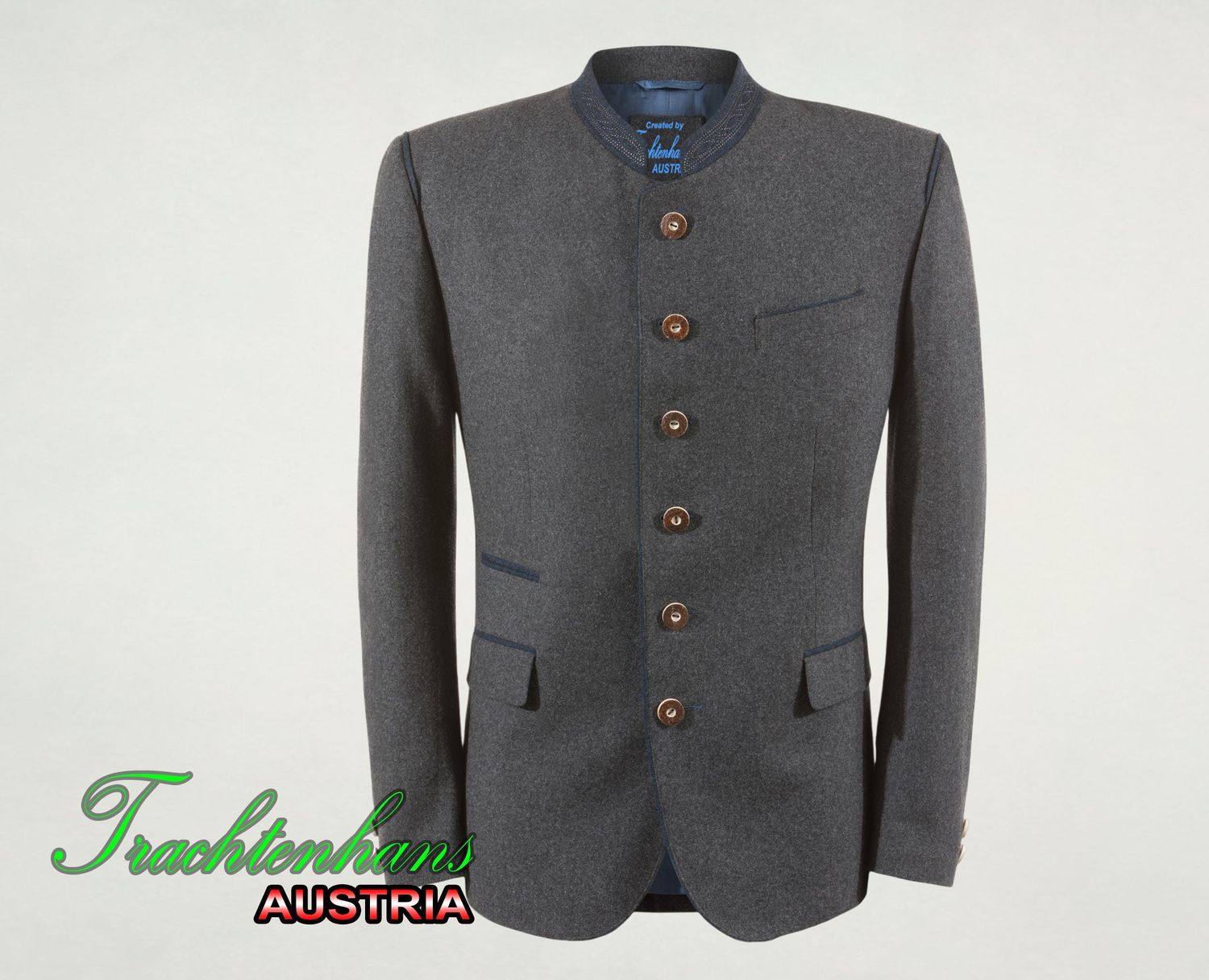 Herren Trachtenjacke &quot;Alessio&quot; grau-blau / Trachtenhans