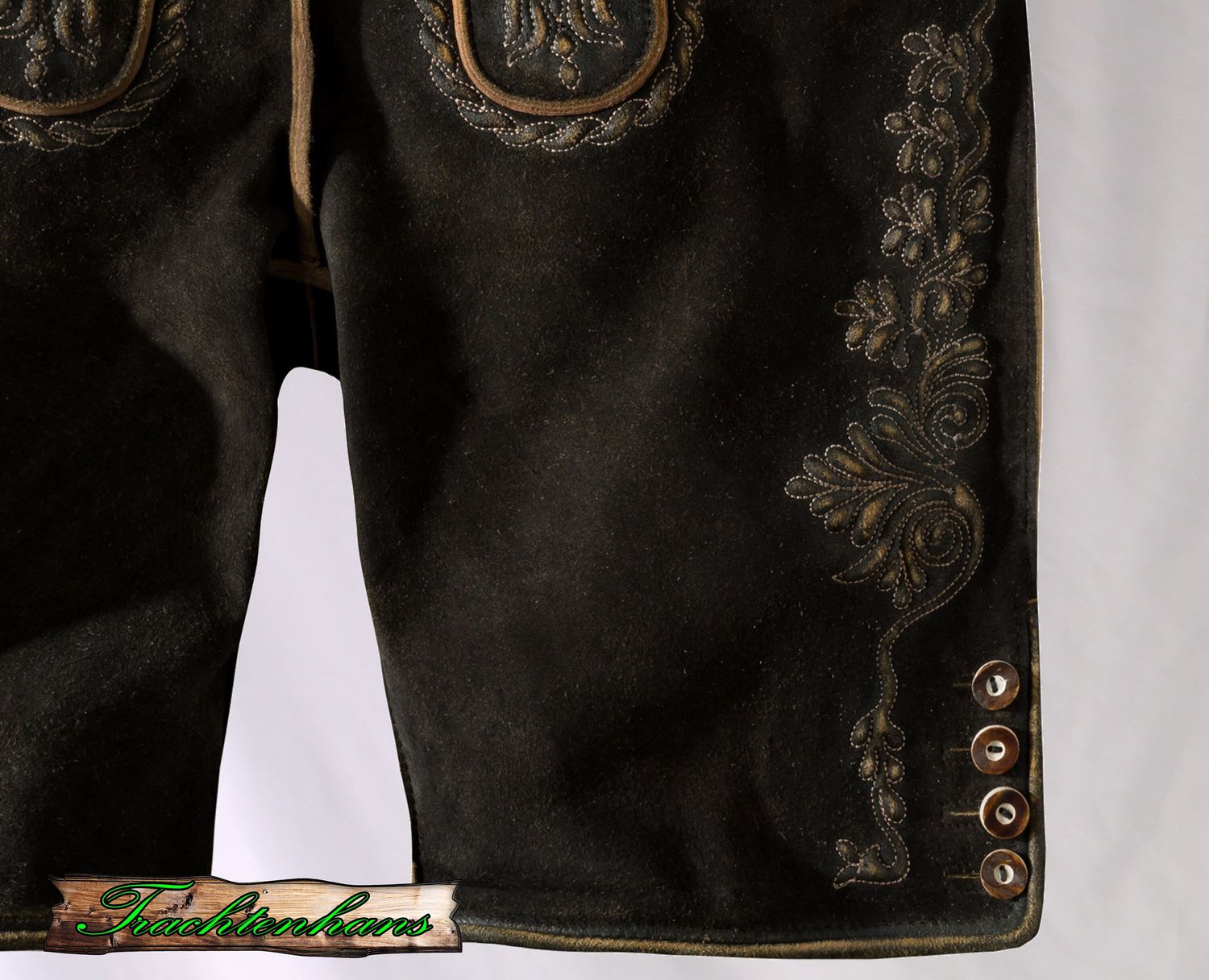 Kurze Lederhose &quot;Nael&quot; moor gespeckt / Trachtenhans 