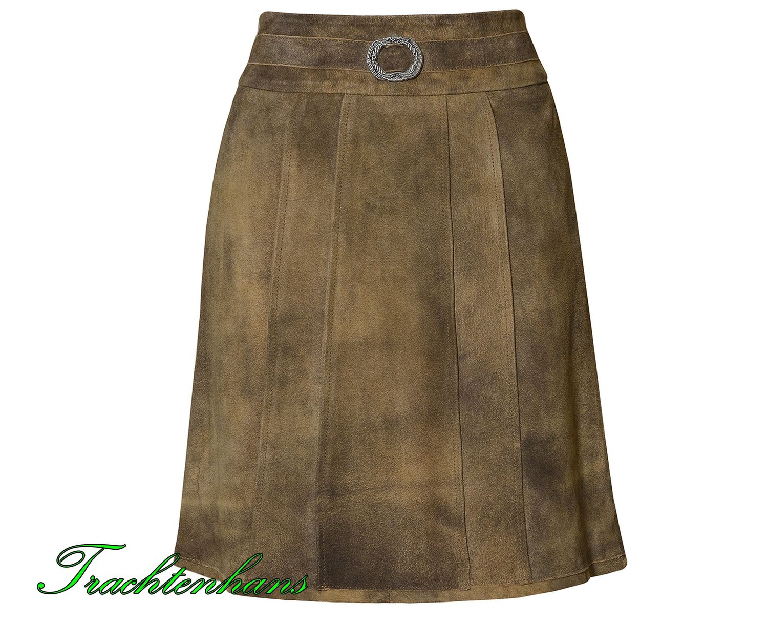 Damen Trachten Lederrock &quot;Henriette&quot; braun geäscht aus feinstem Wildbock-Leder / Trachtenhans