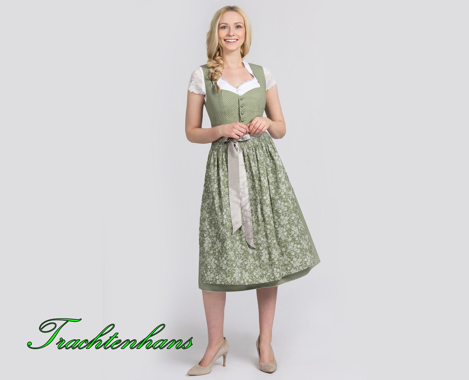 Dirndl &quot;Farida&quot; schilfgrün / authentische kulturelle Qualitäts Bekleidung / Österreich / Bayern / Oktoberfest / Trachtenoutfit