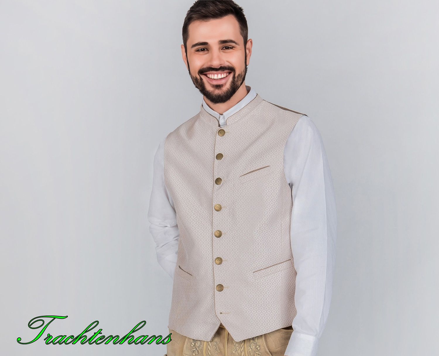 Trachten Weste &quot;Sam&quot; taupe / authentische kulturelle Qualitäts Bekleidung / Österreich / Bayern / Oktoberfest / Trachtenoutfit
