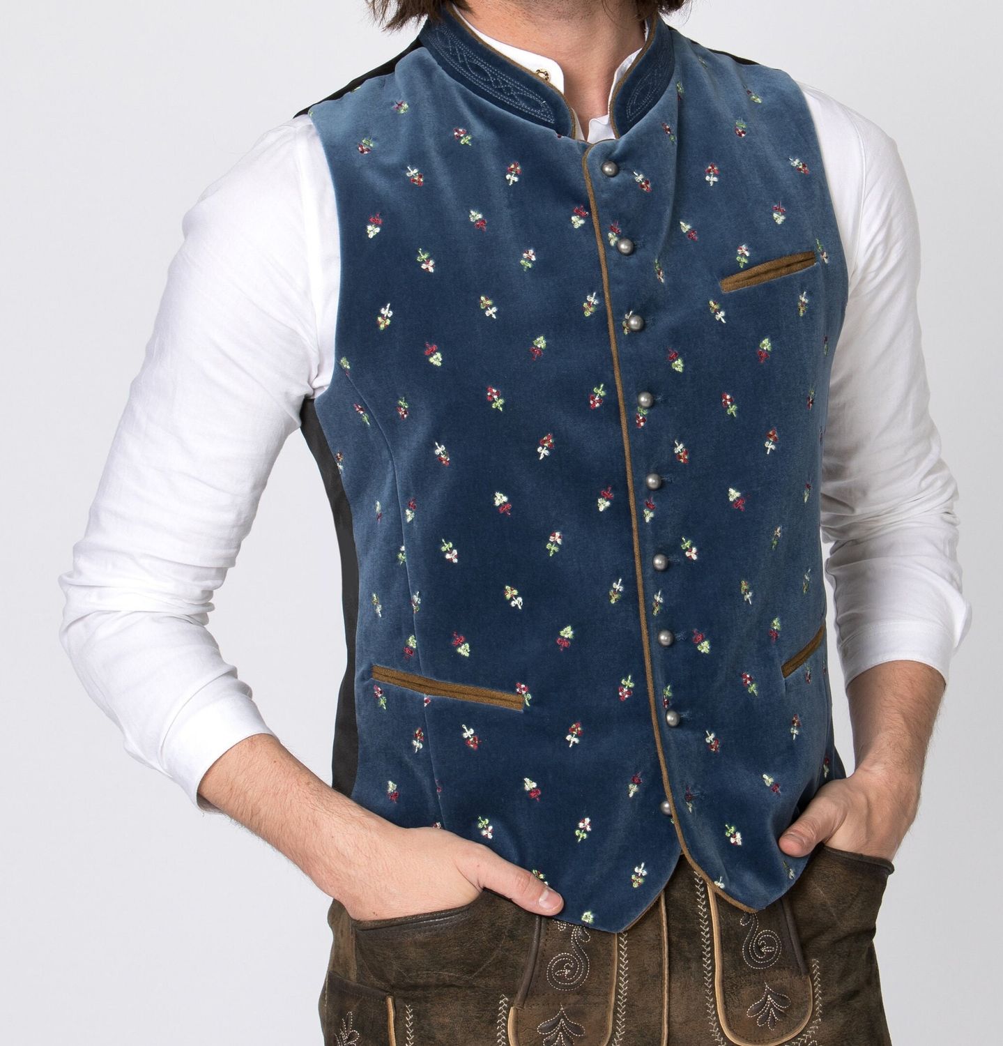 Herren Weste &quot;Till&quot; rauchblau / authentische kulturelle Qualitäts Bekleidung / Österreich / Bayern / Oktoberfest / Trachtenoutfit