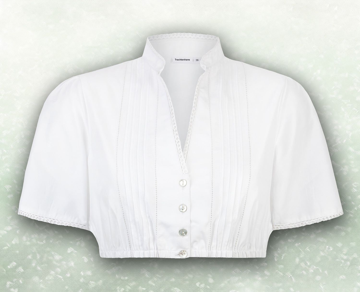 Damen Dirndl Bluse &quot;Clara&quot; Weiß mit V-Ausschnitt / Trachtenhans