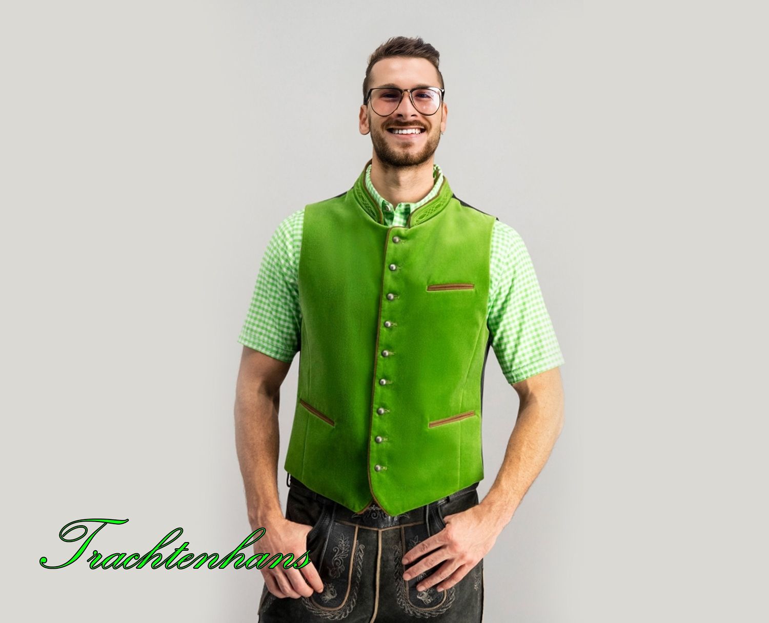Herren Weste &quot;Titus&quot; hellgrün / authentische kulturelle Qualitäts Bekleidung / Österreich / Bayern / Oktoberfest / Trachtenoutfit