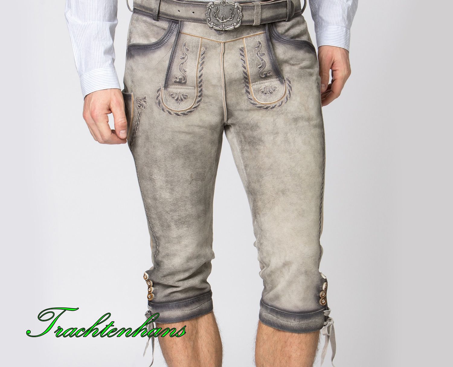 Kniebund Lederhose &quot;Markus&quot; rauch / authentische kulturelle Qualitäts Bekleidung / Österreich / Bayern / Oktoberfest / Trachtenoutfit