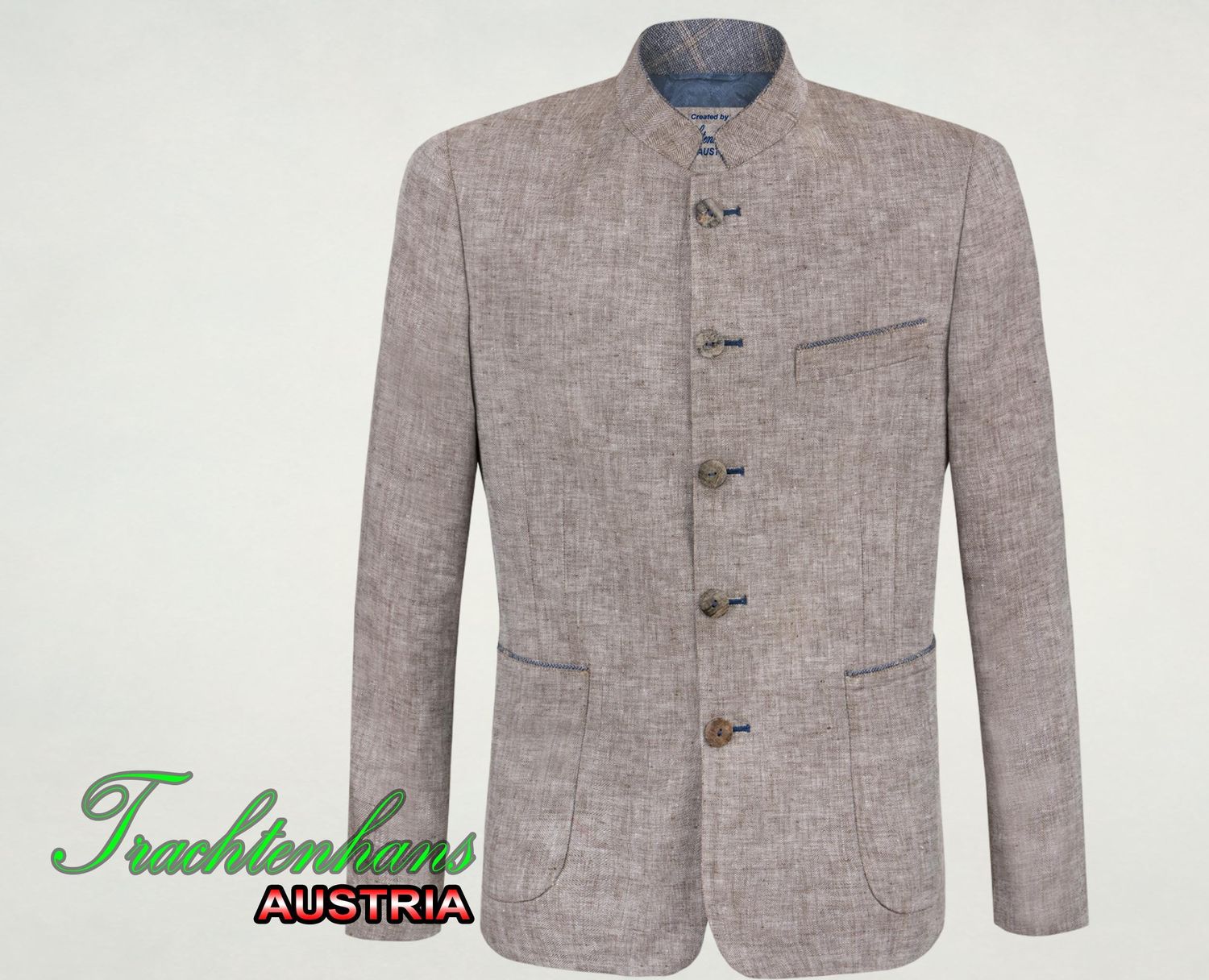 Herren Trachtenjacke Jacke &quot;Aaron&quot; beige aus 100% Leinen / Trachtenhans – Jetzt personalisiertes Geschenk sichern