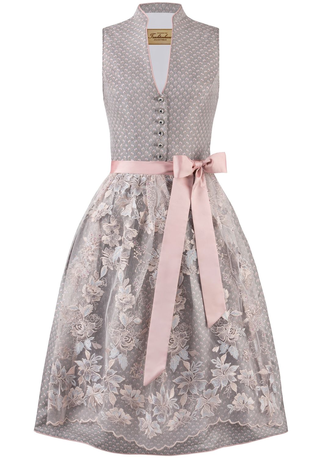 Dirndl Liana Gr. DE 46 / grau rosa Dirndlkleid /  Neu mit Etikett minus 50 % zum halben Preis
