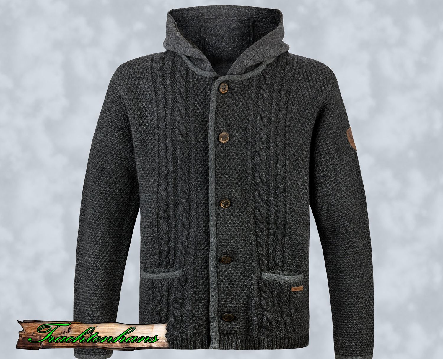 Trachten Jacke Weste &quot;Noah&quot; Strickweste anthrazit / Trachtenhans