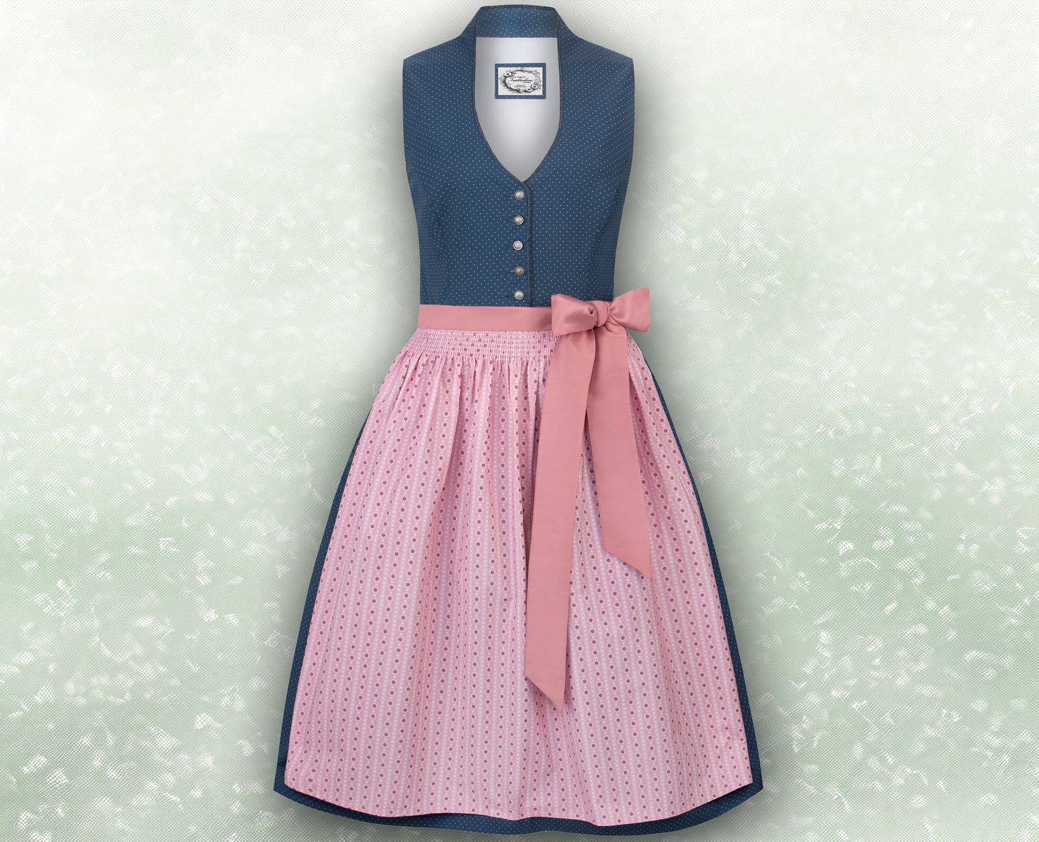 Exquisites Dirndl &quot;Halide&quot; blau-rosa / Trachtenhans