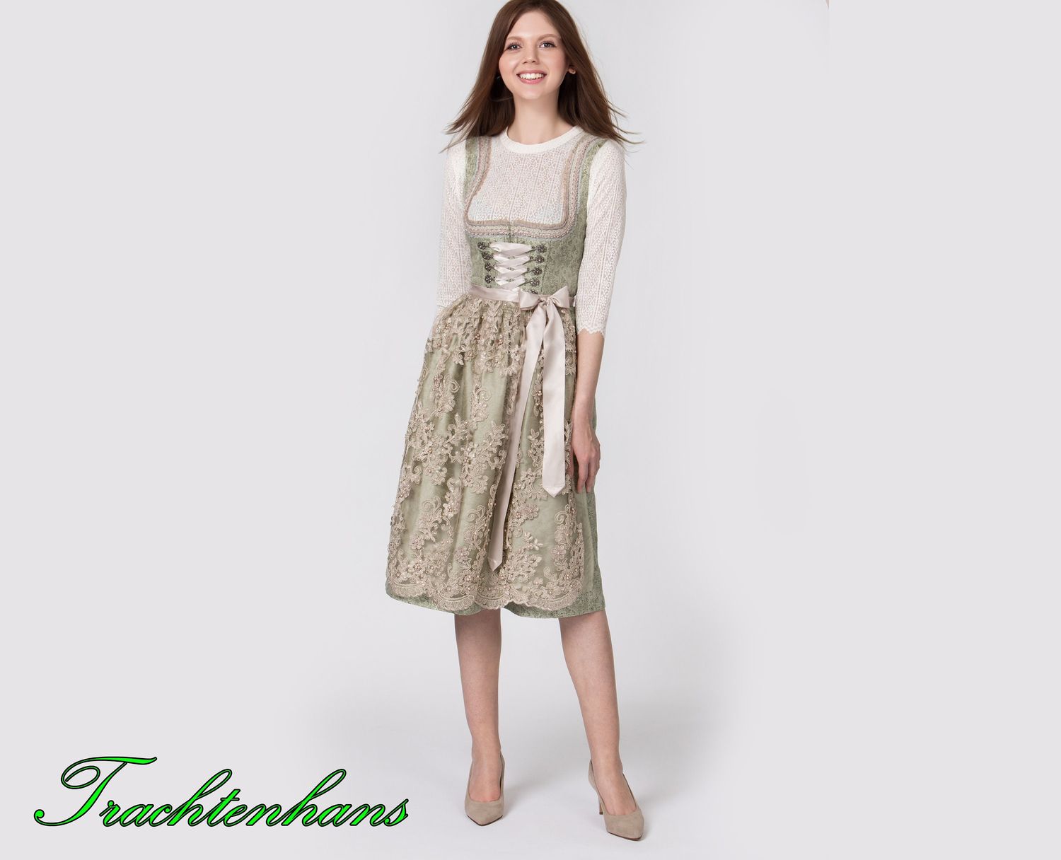 Dirndl &quot;Luna&quot; grün / authentische kulturelle Qualitäts Bekleidung / Österreich / Bayern / Oktoberfest / Trachtenoutfit / Dirndlkleid