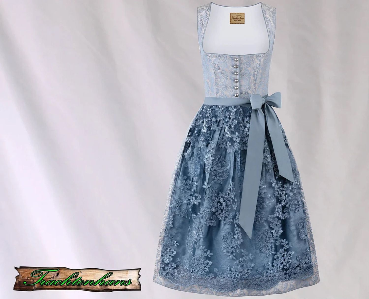 Exquisites Dirndl &quot;Kira&quot; rauchblau / authentische kulturelle Qualitäts Bekleidung / Österreich / Bayern / Oktoberfest / Trachtenoutfit