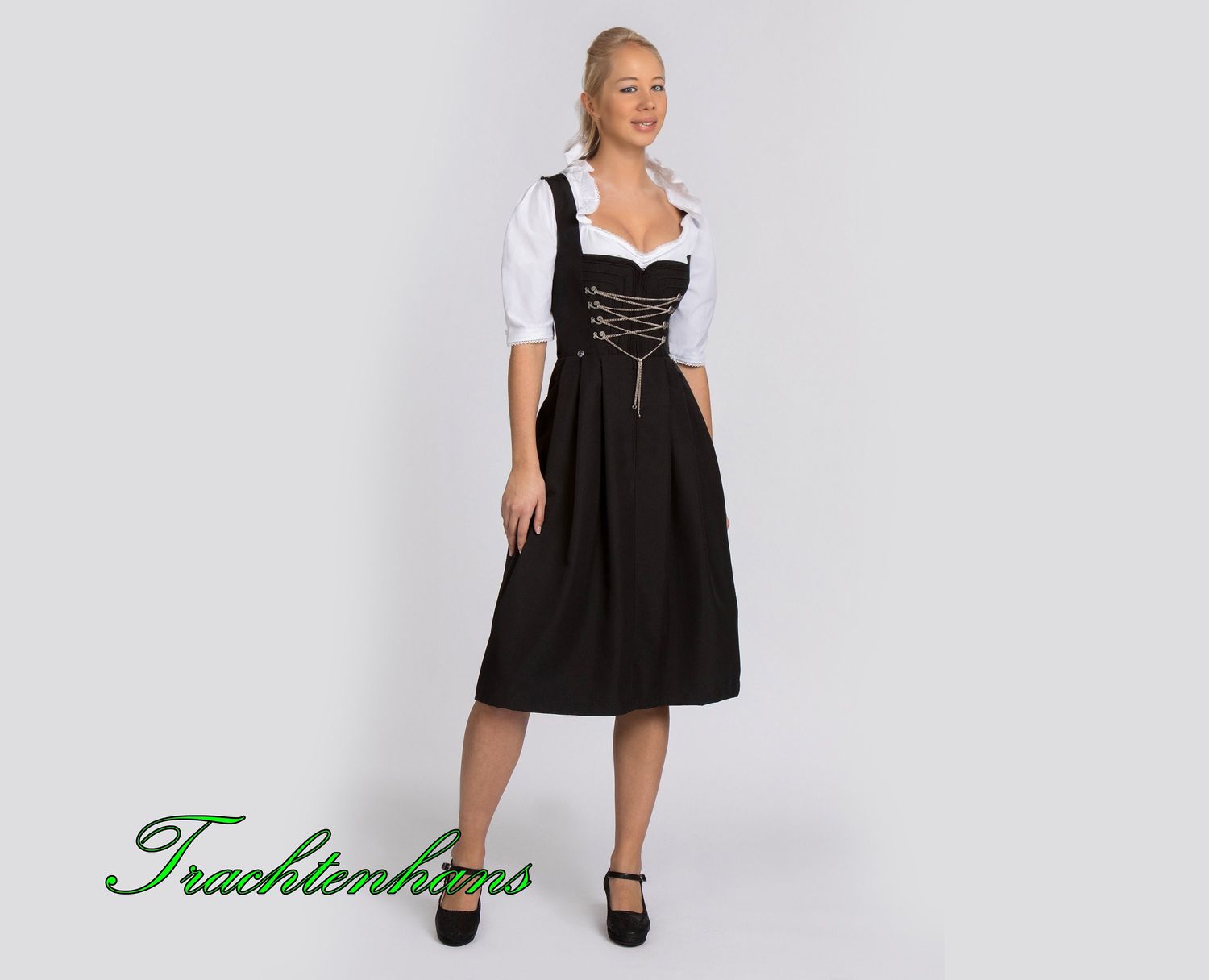 Dirndl &quot;Elea&quot; schwarz ohne Schürze / Rocklänge 70 cm/ Österreich / Bayern / Oktoberfest / Trachtenoutfit