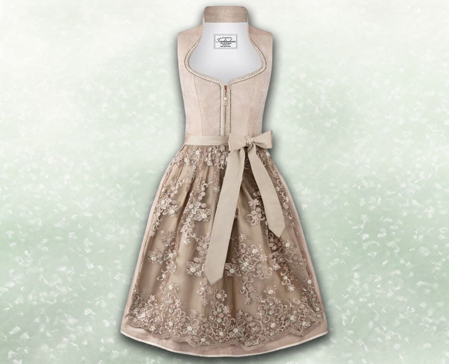 Exquisites Dirndl &quot;Lotte&quot; taupe - beige / authentische kulturelle Qualitäts Bekleidung / Österreich / Bayern / Oktoberfest / Trachtenoutfit