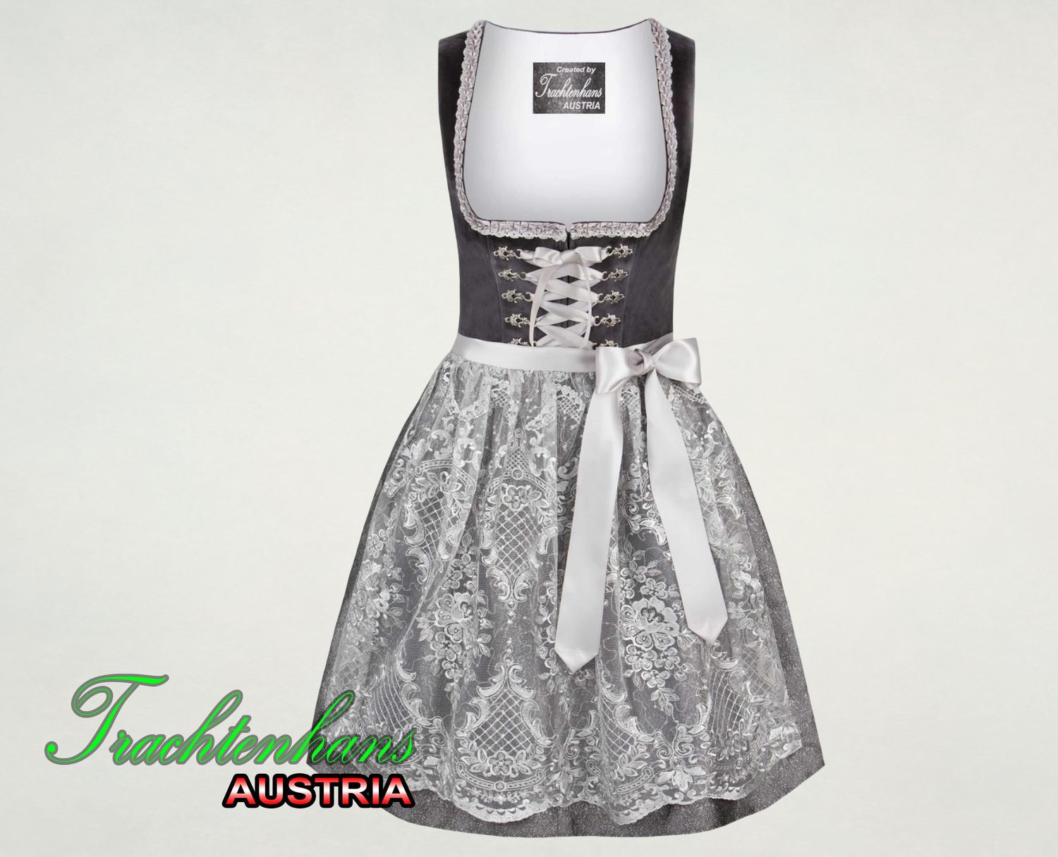 Dirndl &quot;Juno&quot; anthrazit / mit ausdrucksstarken Design und hochwertigen Samt