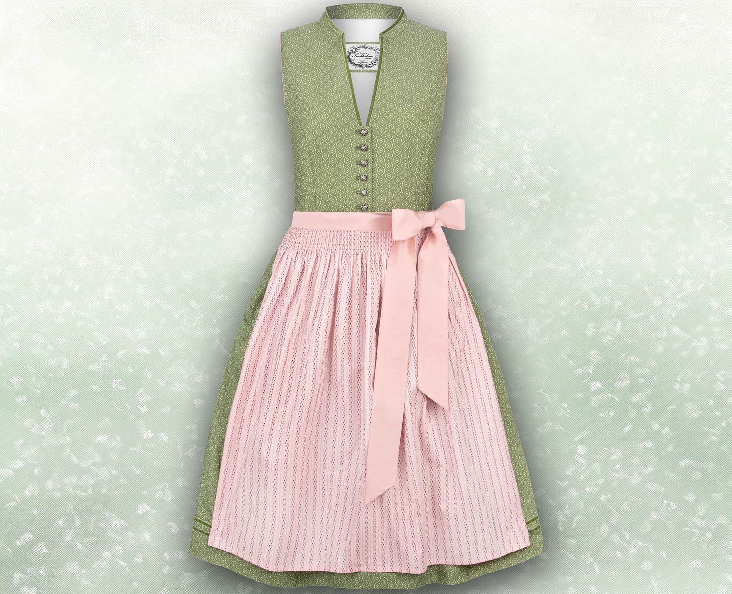 Dirndl &quot;Florentina&quot; altrosa / traditionelles Mieder mit V-Ausschnitt und Stehkragen