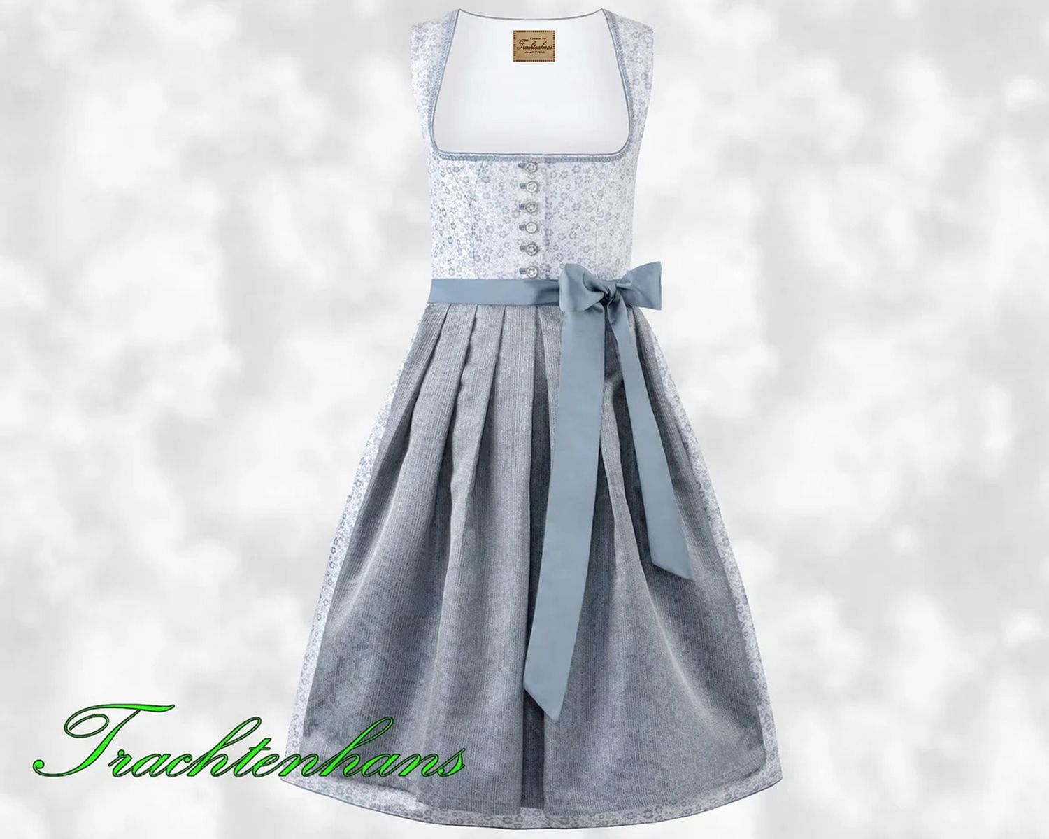 Exquisites Dirndl &quot;Julia&quot; rauchblau / authentische kulturelle Qualitäts Bekleidung / Österreich / Bayern / Oktoberfest / Trachtenoutfit