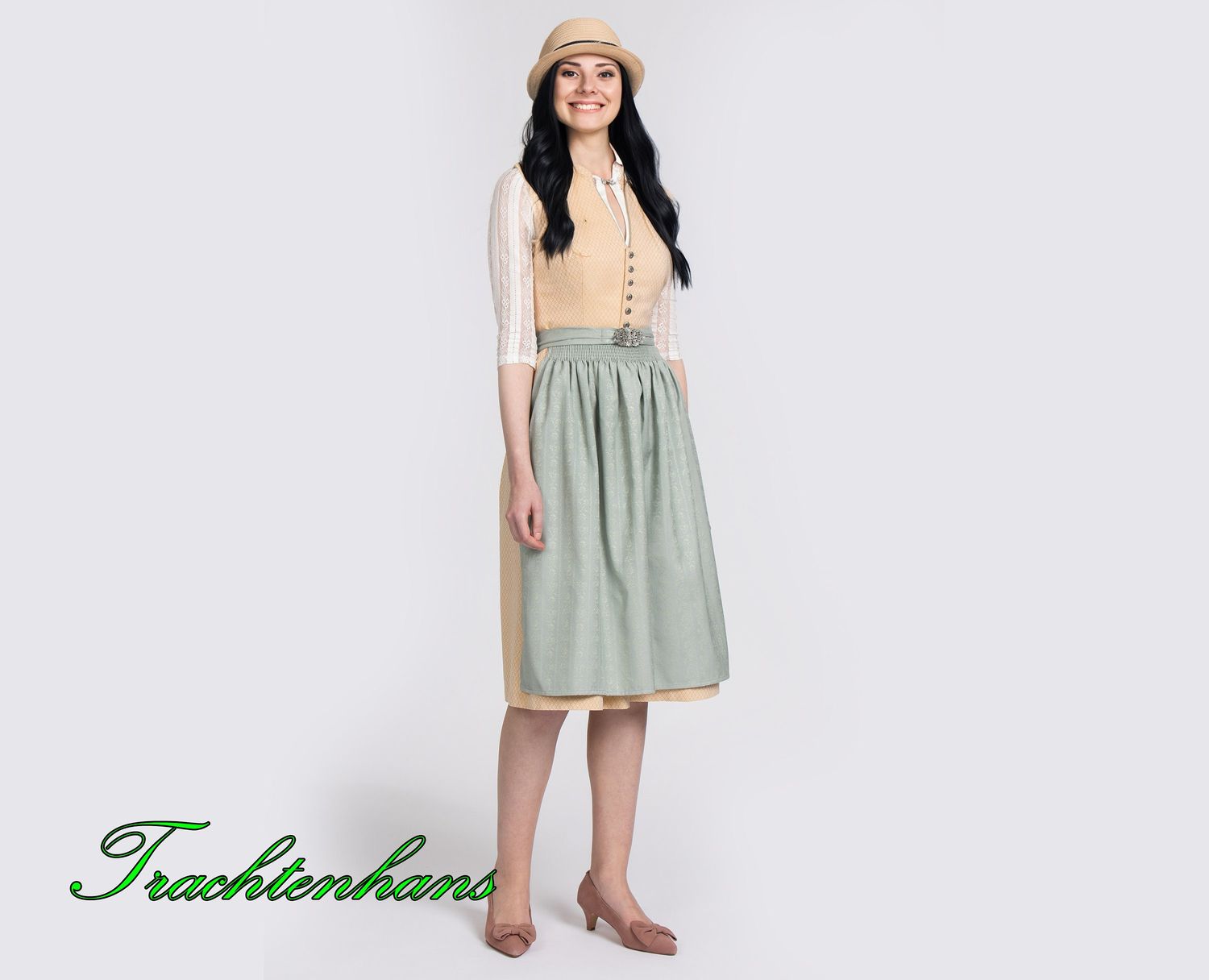 Exquisites Dirndl &quot;Isa&quot; gelb - grün / authentische kulturelle Qualitäts Bekleidung / Österreich / Bayern / Oktoberfest / Trachtenoutfit