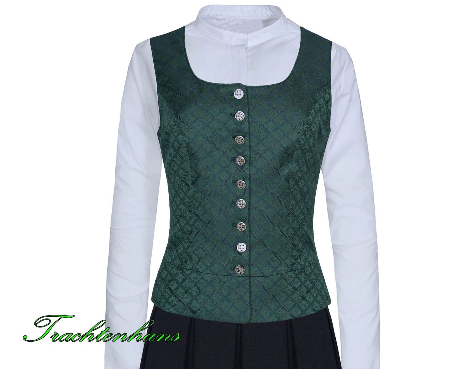 Damen Weste Gilet &quot;Corina&quot; Tannen grün aus der Exklusiv Kollektion von Trachtenhans / zeitlose Eleganz der alpinen Trachtenmode