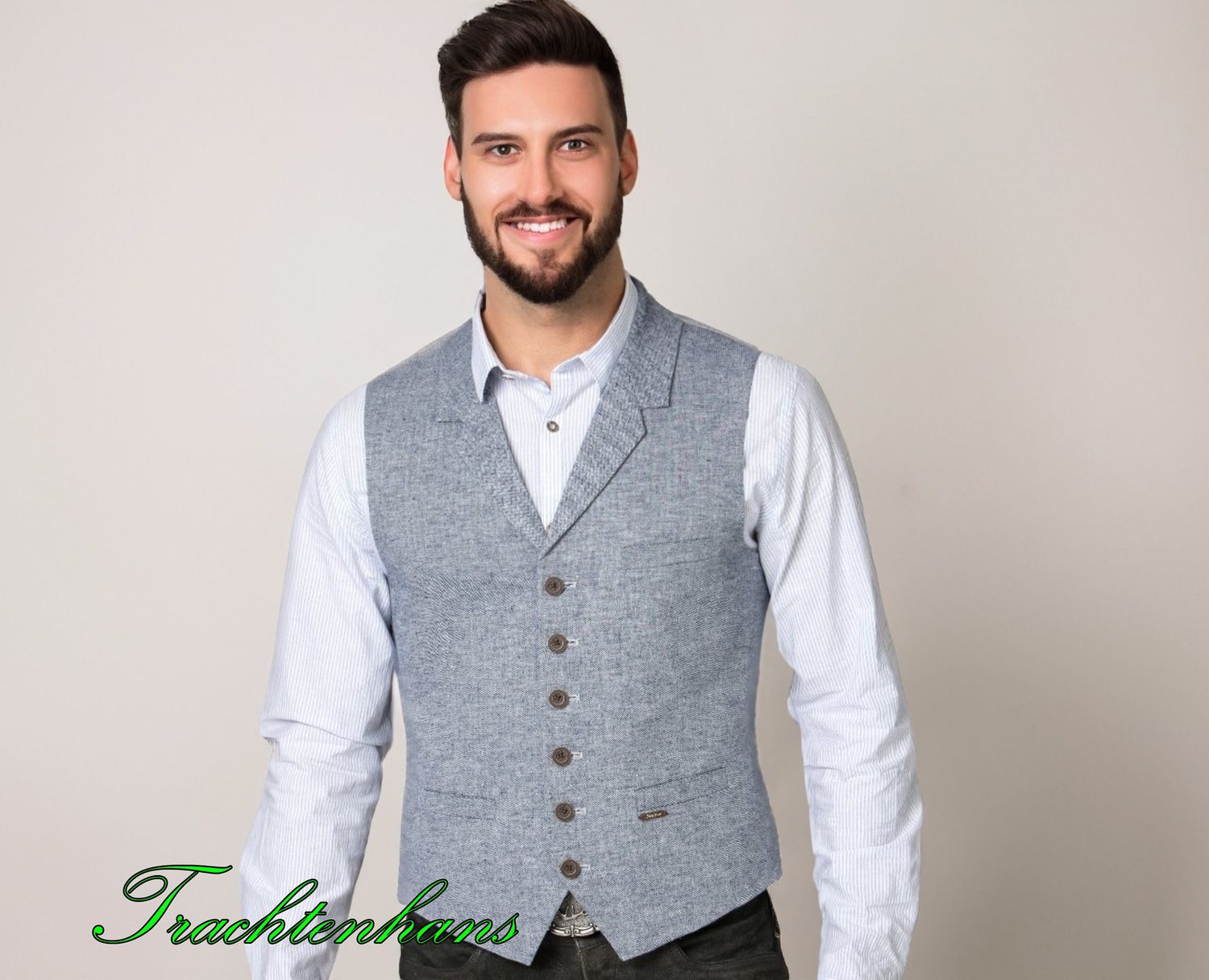 Trachten Weste &quot;Rafael&quot; grau - blau / authentische kulturelle Qualitäts Bekleidung / Österreich / Bayern / Oktoberfest / Trachtenoutfit