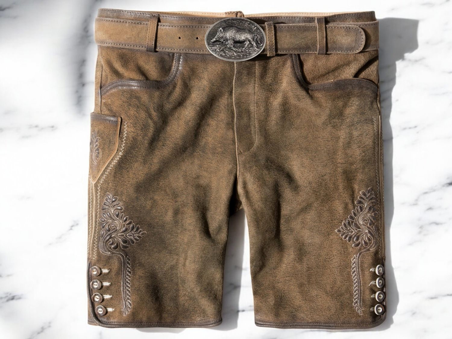 Kurze Lederhose &quot;Nathan&quot; hellbraun gespeckt / Trachtenhans