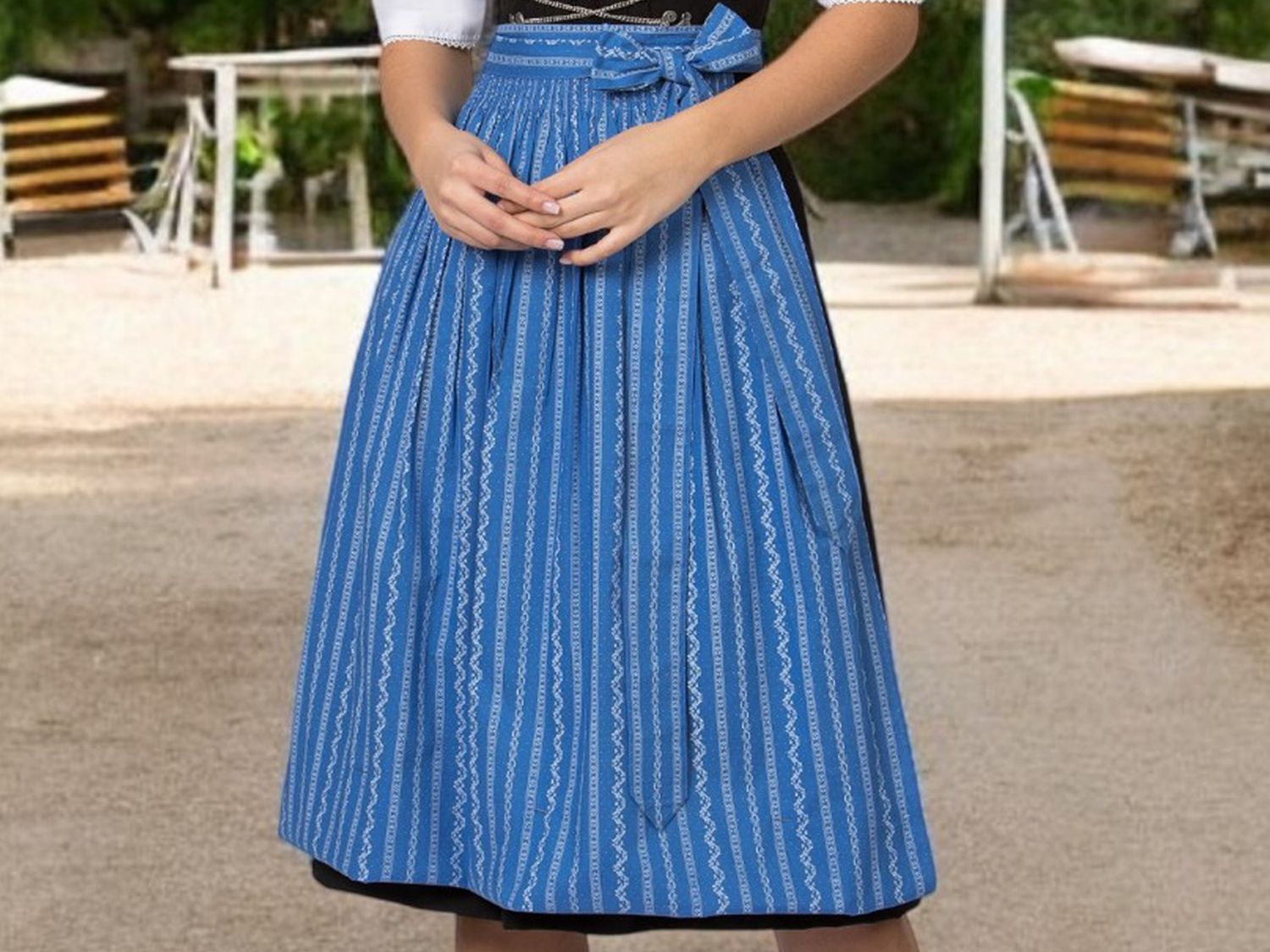 Schürze &quot;Audrey&quot; blau fürs Dirndl mit Rocklänge 70 cm