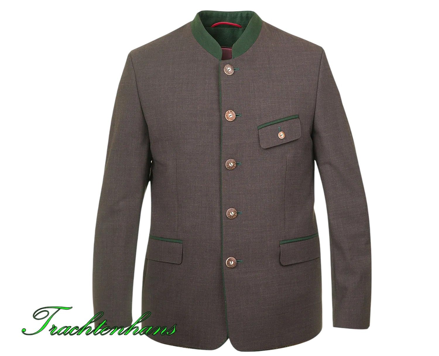 Exclusive Herren Trachtenjacke &quot;Livius&quot; braun mit grünen Akzenten / Trachtenanzug
