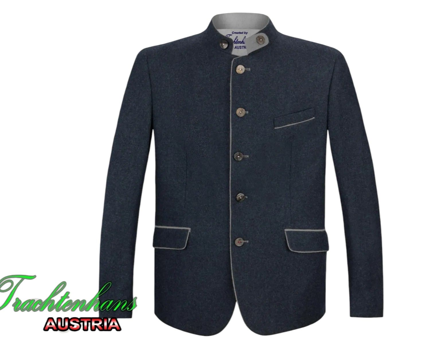 Herren Trachtenjacke &quot;Adam&quot; blau-grau, Lodenjacke, 100% Baumwolle