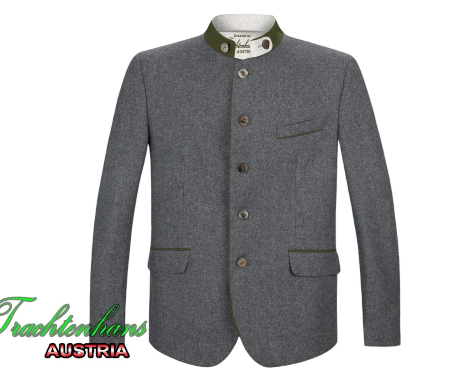Herren Trachtenjacke &quot;Adam&quot; grau-grün, Lodenjacke, 100% Baumwolle