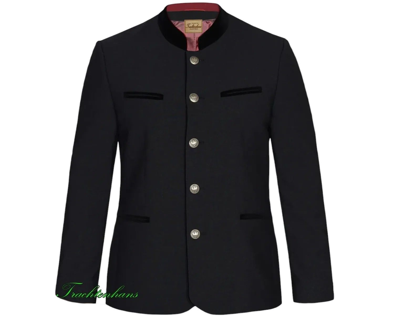 Herren Trachtenjacke &quot;Lorenz&quot; dunkelgrau mit schwarzen Akzenten / exclusiver Trachtenanzug