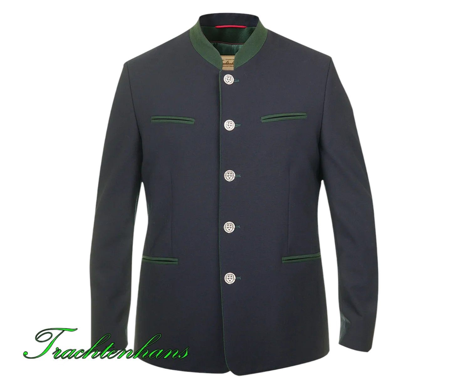 Herren Trachtenjacke &quot;Lorenz&quot; marine mit grünen Akzenten / exclusiver Trachtenanzug