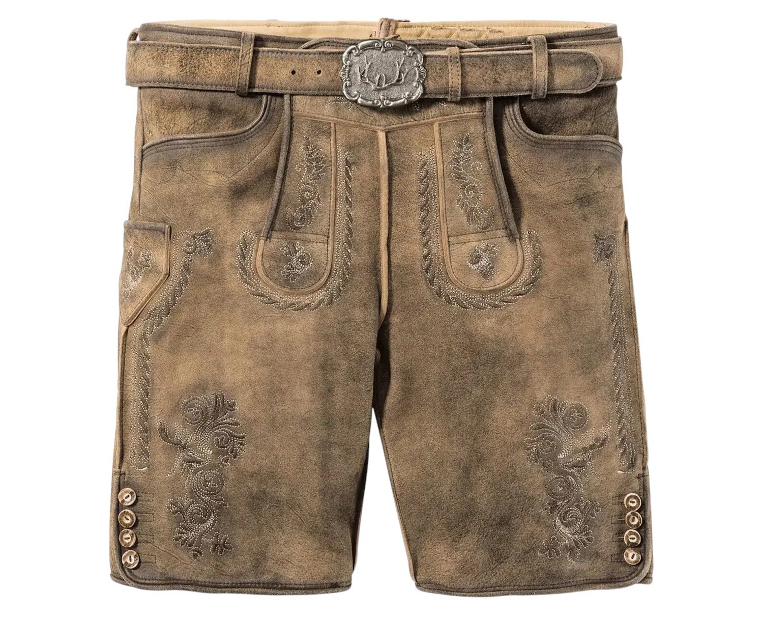 Kurze Lederhose &quot;Nick&quot; korn-stein / authentische kulturelle Qualitäts Bekleidung / Österreich / Bayern / Oktoberfest / Trachtenoutfit