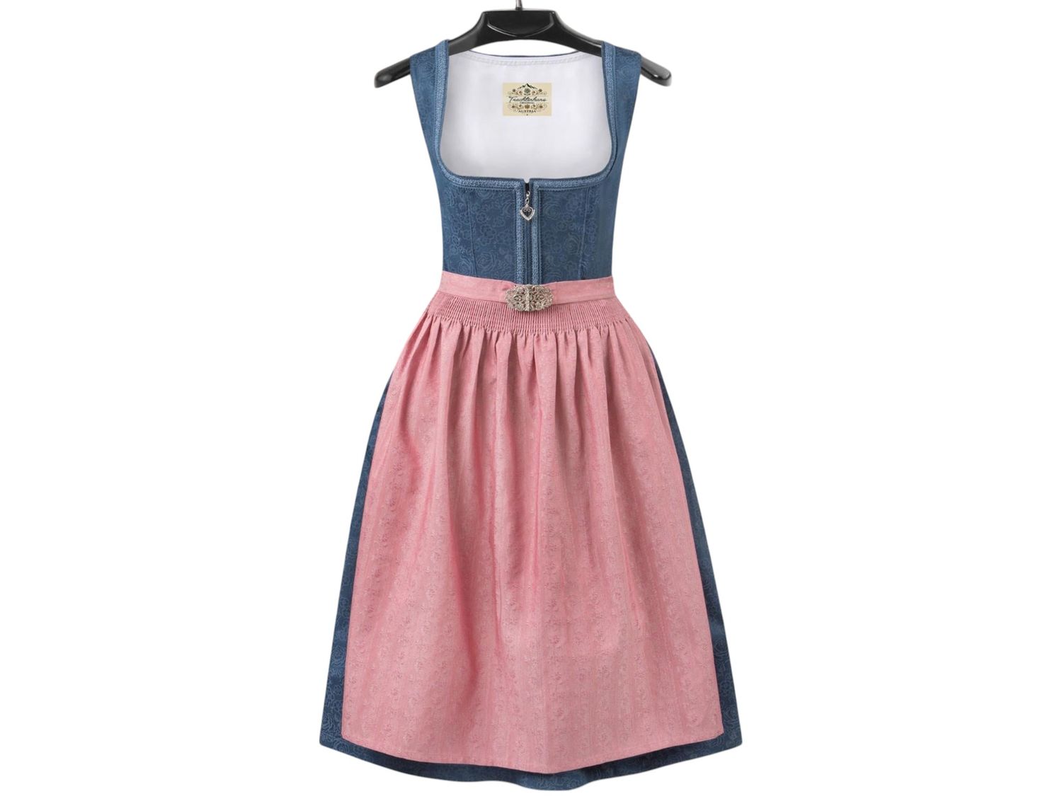 Dirndl Enise Gr. DE 40 / blau rose Dirndlkleid / Rocklänge 70 cm / Neu mit Etikett minus 50 % zum halben Preis