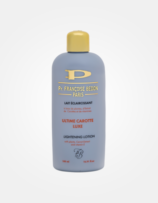 LAIT ÉCLAIRCISSANT ULTIME CAROTTE LUXE À BASE DE PLANTE, D&#39;EXTRAIT DE CAROTTE ET DE VITAMINES
- FRANÇOISE BEDON -
500ML