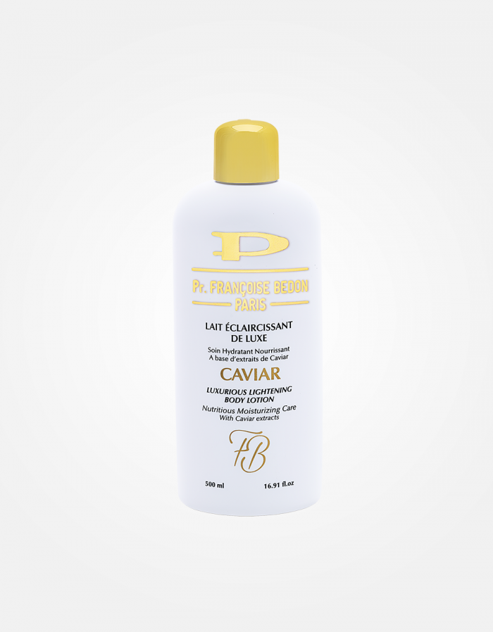 LAIT ÉCLAIRCISSANT DE LUXE À BASE D&#39;EXTRAITS DE CAVIAR
- FRANÇOISE BEDON -
500ML